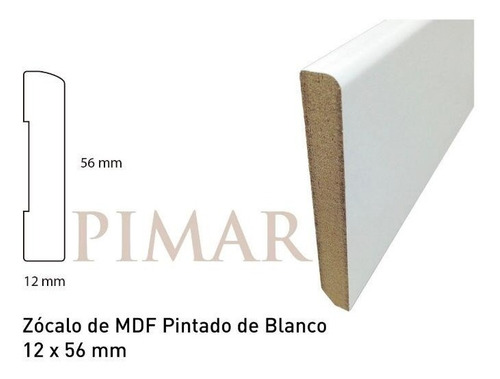Imagen 2 de 5 de Zócalos De Mdf Color Blanc De 12 Mm X 56 Mm Precio Por Metro
