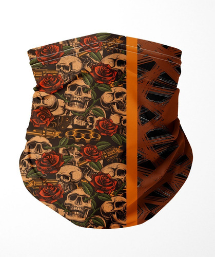 Doxe Bandana Café Calavera Armas Y Rosas