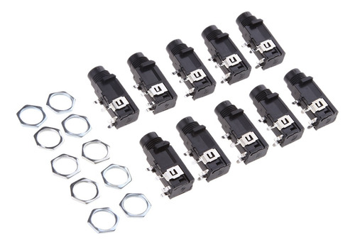 10 Conectores Hembra De Audio Hembra De 4 Pines, 1/4 Pulgada