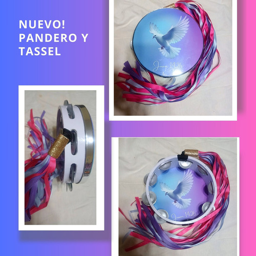 Pandero Danza Cristiana Con Tassel Agua