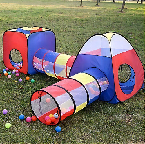 Casa Campaña Plegable Pelotas Túnel 4 En 1 Niños Xtrm P