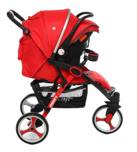 Imagen 4 de 4 de Cochecito de 3 ruedas Felcraft Travel system Camri TS5009 rojo con chasis color negro