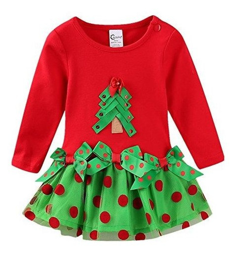 Littlespring Baby Girls 'tree Dress Tamaño De Navidad 18m