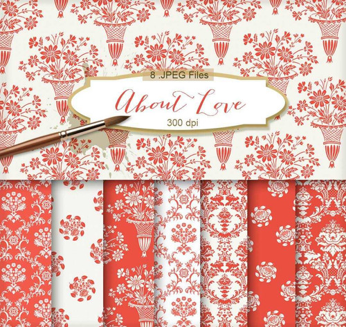 Kit De Papel Digital Amor Rojo About Love