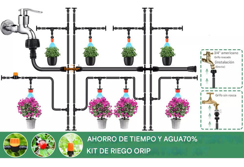 Kit Riego Goteo 40+10 Metros Ahorro Agua 177 Piezas