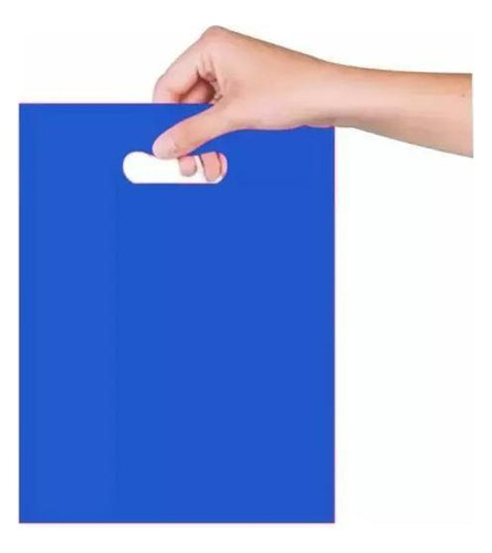 500 Sacolas Plásticas Azul Com Alça Boca De Palhaço 20x30