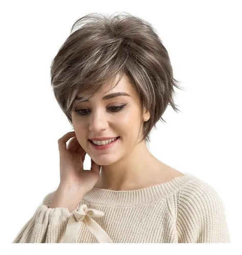 Peluca corta, pelucas, corte de pelo corto, cabello humano, tono como se muestra