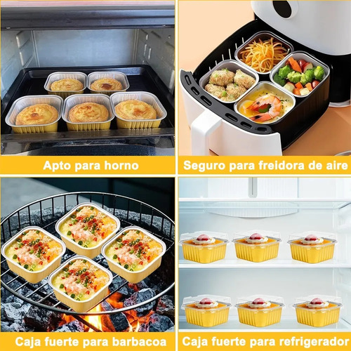 BANNA 50 Molde Aluminio Desechable 300ml Con Tapa, 10 Oz/300ML Moldes Para Tartas, Moldes Cuadrados De Foil Para Tartas De Bodas, Fiestas Y Cumpleaños, 11.2 * 11.2 * 4 cm , Dorado
