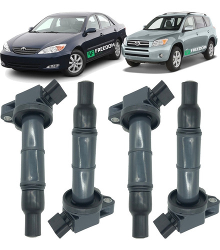 Kit 4 Bobinas Ignição Rav4 2.0 2.4 2001 A 2008 9091902243