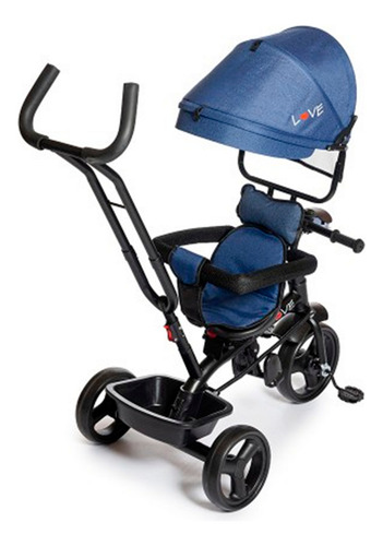 Triciclo Giro 360° Love 044 Luz Y Sonido Con Capota Azul