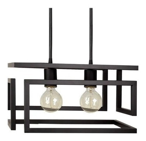 Lustre Pendente Moderno Industrial Infinity Duplo - Vesper Cor Preto 110V/220V