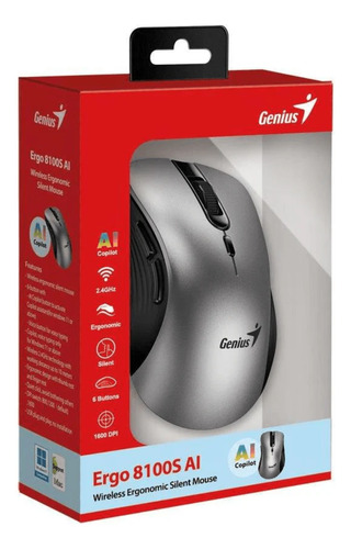 Mouse Genius Ergo 8100s Ai Copilot Wireless 6 Botones