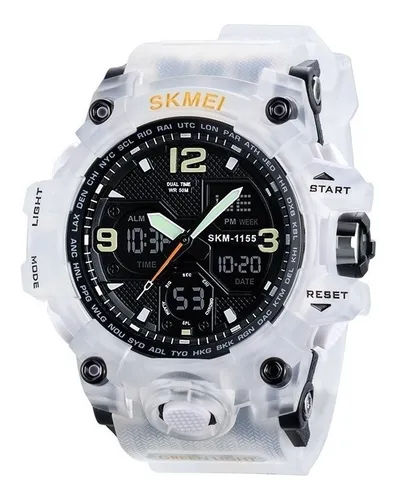 Reloj pulsera Skmei 1155 de cuerpo color transparente y blanco