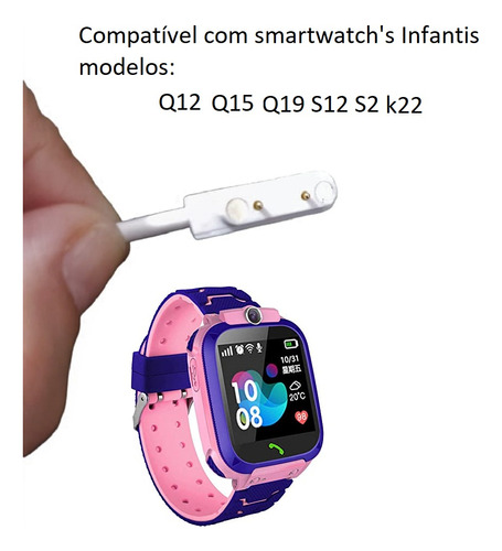 Carregador Smartwatch Infantil Cabo Relógio Inteligente Gps