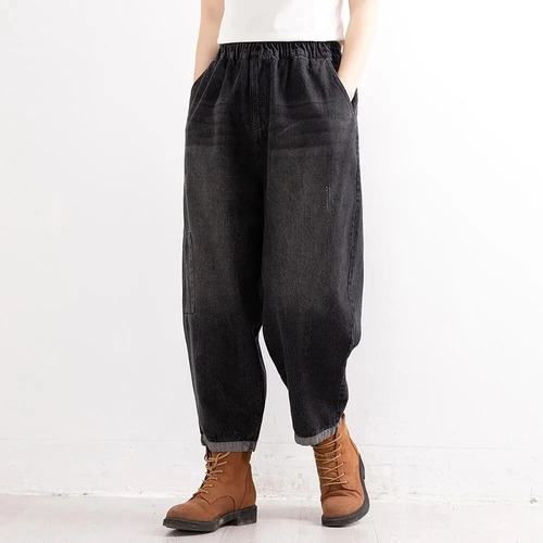 Pantalones Vaqueros Holgados De Cintura Alta Para Mujer, Pan