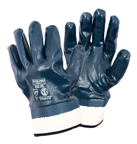 Par De Guantes De Nitrilo Azul Puño De Lona  Steelpro X 12u 