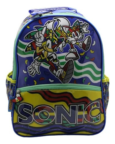 Mochila Escolar Cresko Sonic Sega 16p Espalda Varios Full