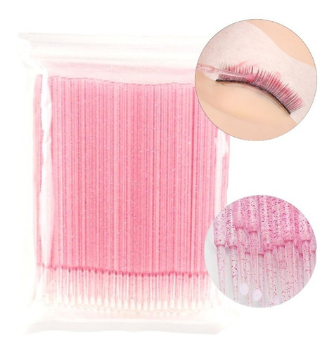 100 Aplicadores Microbrush Glitter Cristal Para Pestañas 1x1