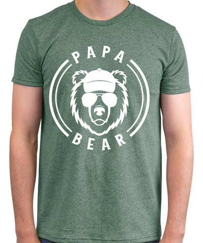 Playera Jaspe Para Hombre - Día Del Padre- Oso - Papa Bear