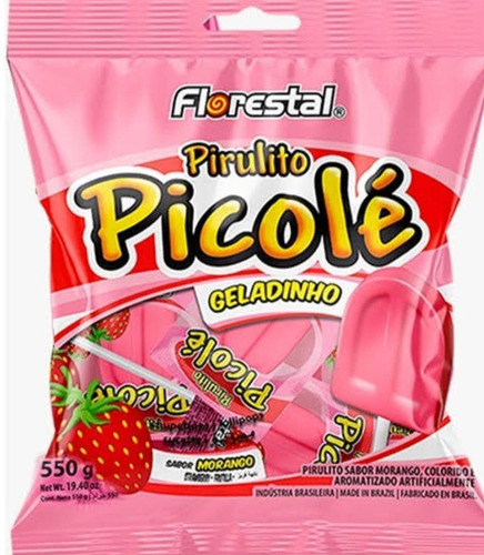 Pirulito Picolé Geladinho Pacote 550gr Sabor Morango