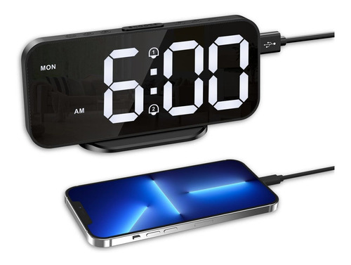 Amir Reloj Despertador Digital Para Dormitorio Espejo Led 2