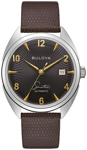 Relógio Bulova Sinatra Fly Me To The Moon Automático 96b348 Cor da correia Preto Cor do bisel Prateado Cor do fundo Preto