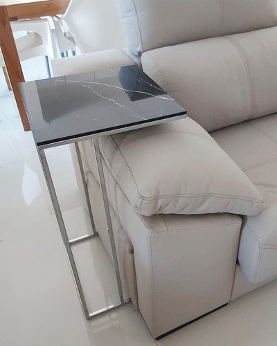 Imagen 6 de 8 de Mesa De Arrim Simil Marmol Con Est. Hierro Minimalista
