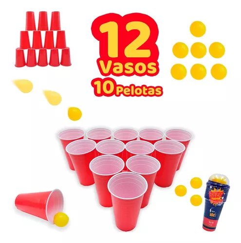 Juego De Mesa Beer Pong Shot Sport 12 Vasos Y 10 Pelotas