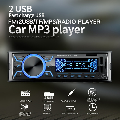 7 Colores Led Coche Estéreo Radio Bt Autoradio Dual Usb Esté
