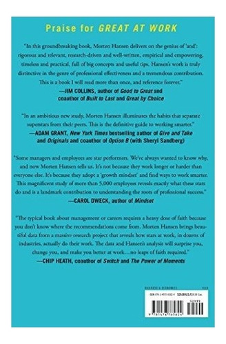 Great At Work: How Top Performers Do Less, Work Better, And, De Morten Hansen. Editorial Simon & Schuster, Tapa Dura En Inglés, 0000