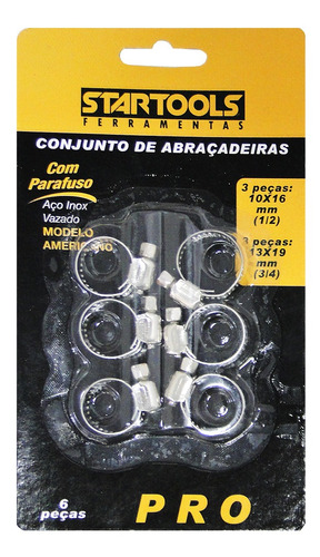 Abraçadeira Ajustável Torneira Gás Mangueira Aço Inox Kit 6 Cor Prateado