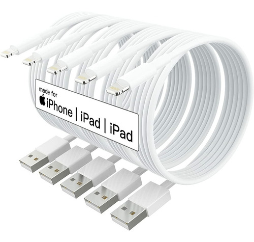 Cable Lightning iPhone 3mtrs Certificado Pack 5 C-chip