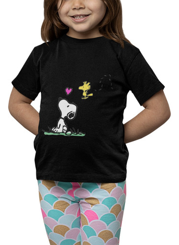 Polera Niña Snoopy Charlie Brown Pajarito Estampado Algodon