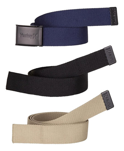 Hurley Cinturones De Hombre (paquete De 3), Midnight Navvy, 