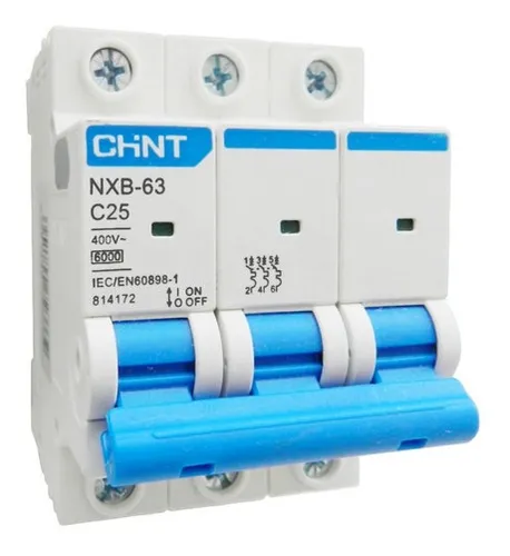 comprar Llave Termica Chint Tripolar Termomagnetica 6ka Riel Din C Corriente nominal 25 A Voltaje nominal 400V