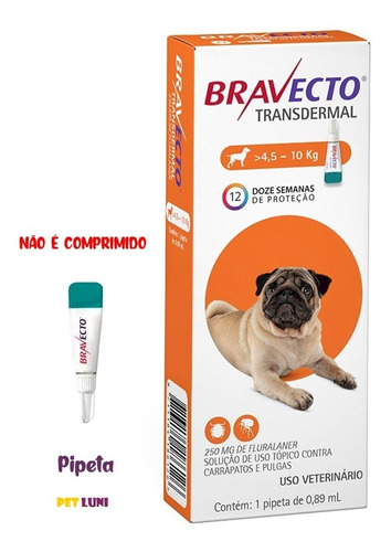 Antipulgas Bravecto Transdermal Cães 4,5-10kg