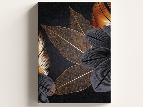 Cuadro Canva Planta Dorada Y Negro 90x60 (matte/glossy)