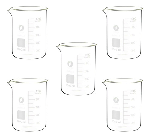 Vaso Precipitado De Vidrio 1000ml 5pzs Jf Lhabo