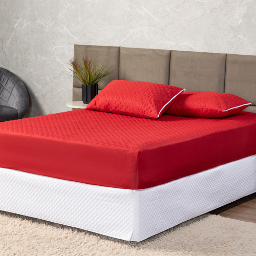 Capa Protetora Colchão Box Queen Matelado Premium Impermeável Vermelho Casa Laura Enxovais