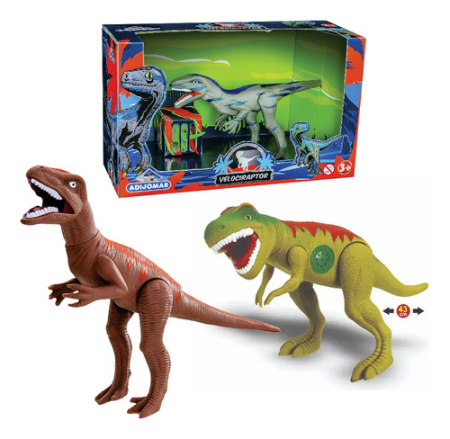 Dinossauro Velociraptor + Tirano Rex World Com Som