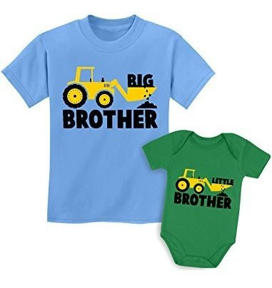 Conjunto De Camisetas De Hermanos Con Tractor.