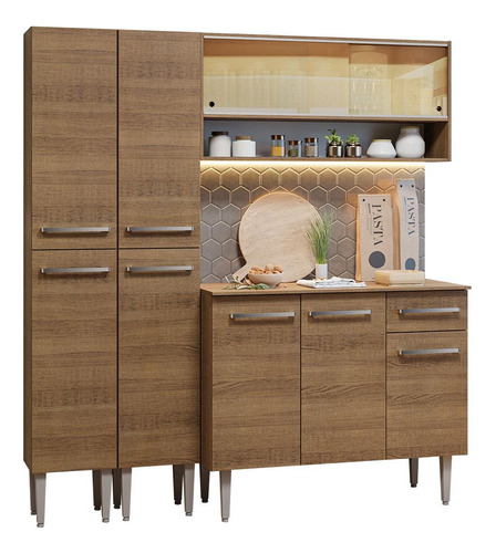 Mueble de Cocina Compacto 169cm Emilly Madesa R 13 Color Rustic
