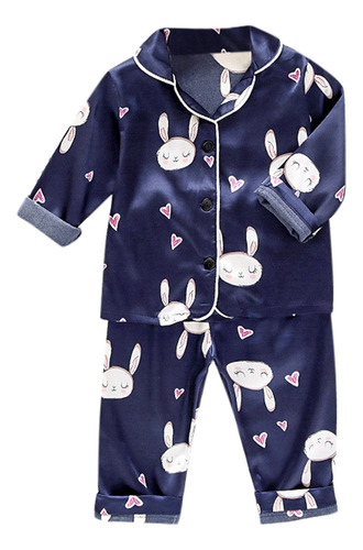 A Pijama Casual De Satén Con Botones Para Bebés Y Niñas Sl A