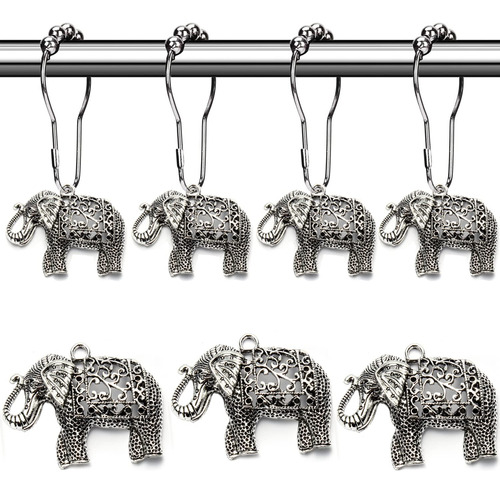 Ganchos De Cortina De Ducha De Elefante Para Bano, Anillos D