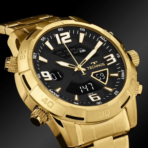 Imagem 3 de 7 de Relógio Technos Dourado Masculino Digiana W23305ab/1p