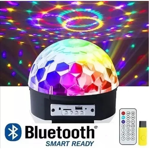 Bola Mágica De Luz Led Reproductor Mp3 Bluetooth Negro/celeste