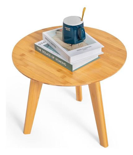 Monibloom Bamboo Small Round End Table Coffee Table Mesa Aux