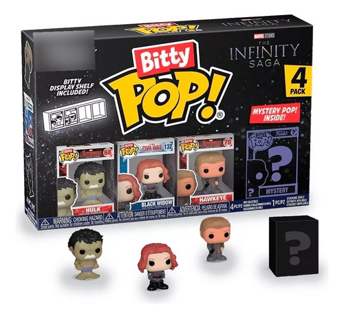 Funko Bitty Pack X4 Marvel Hulk Black Widow Hawkeye Mystery
