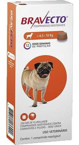 Antipulgas Carrapatos Para Cachorro Bravecto 4,5-10 Kg 250mg