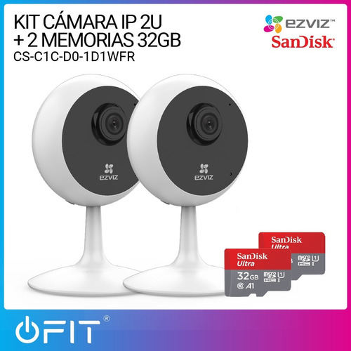 Imagen 2 de 10 de Kit Camara Seguridad Ip Wifi Ezviz Hd C1c X2 + Memoria 32gb